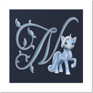 Monogram N Custom Unicorn Posters and Art